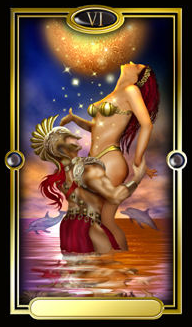 The Lovers, from The Gilded Tarot